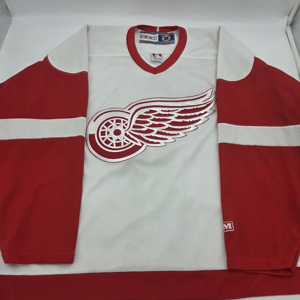 Vintage CCM Detroit Red Wings Jersey NHL Hockey Canada White Mens Rare Size XL